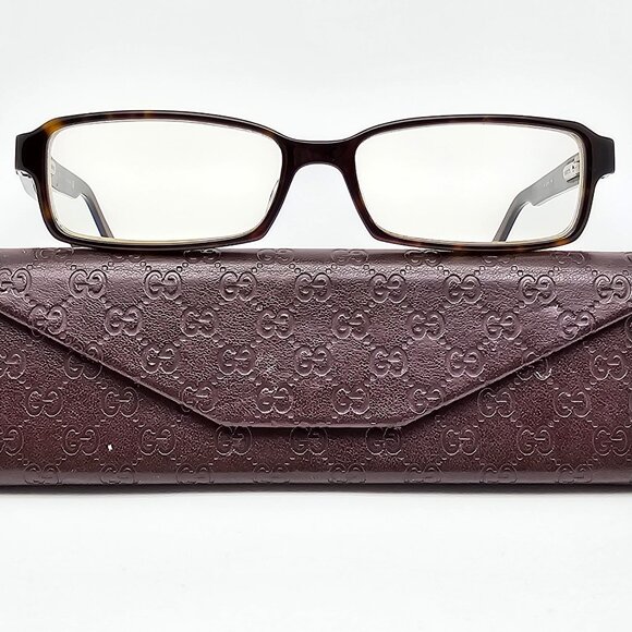 Gucci GG1574 086 Olive Amber Rectangular Eyeglasses Frame w Case Italy 53-15-140 - Picture 1 of 15